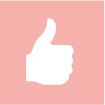 Illustrated white thumbs up on red background showing reduction of user's listening effort that allows focusing on what is important to them