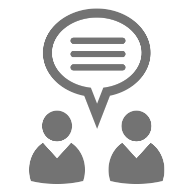Illustration of two people in dialogue showing colleagues at Bernafon Headquarters